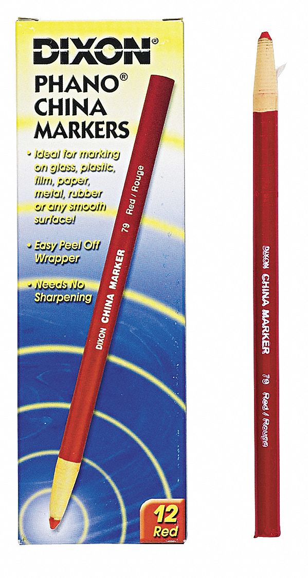 DIXON China Marker Red, Fabric/Glass/Metal/Plastic/Rubber/Stone/Wood
