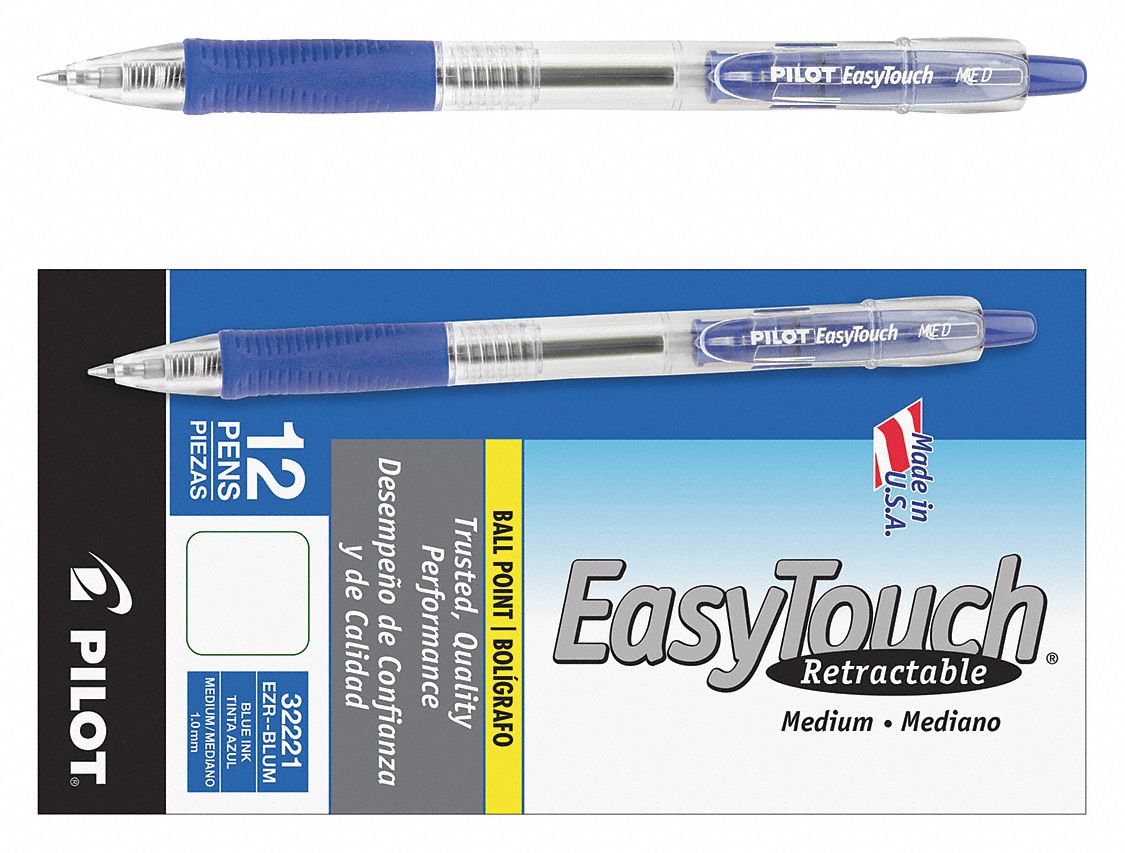 PILOT Retractable MediumPoint EasyTouch™ Pen, 1.0mm, Blue 35Y121PIL32221 Grainger