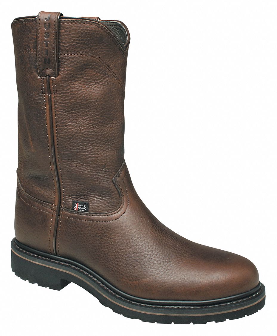 JUSTIN ORIGINAL WORKBOOTS Wellington Boot, 10, EE, Men's, Brown, Steel