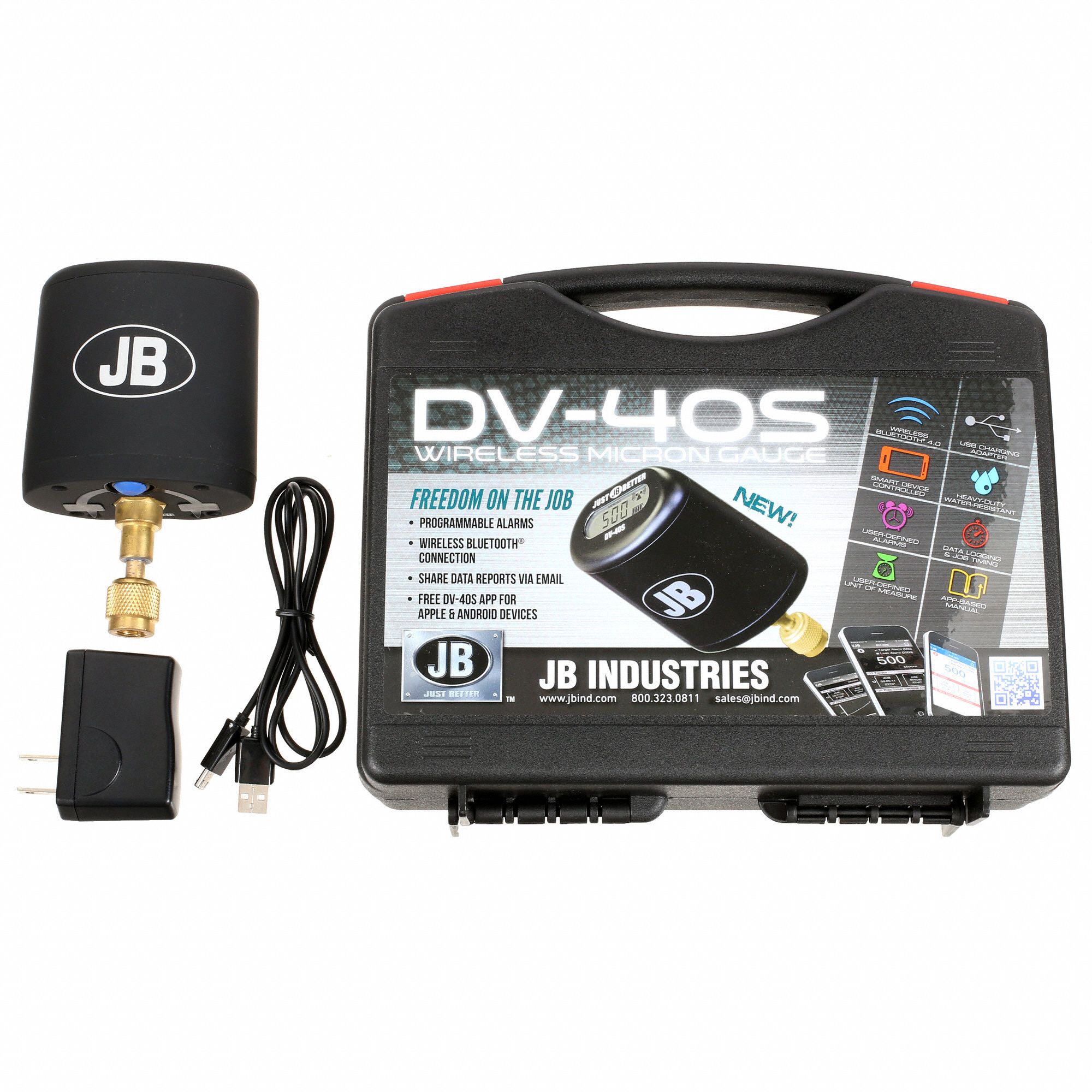 JB INDUSTRIES Digital Vacuum Gauge, LCD Display, Measuring Range 10 to