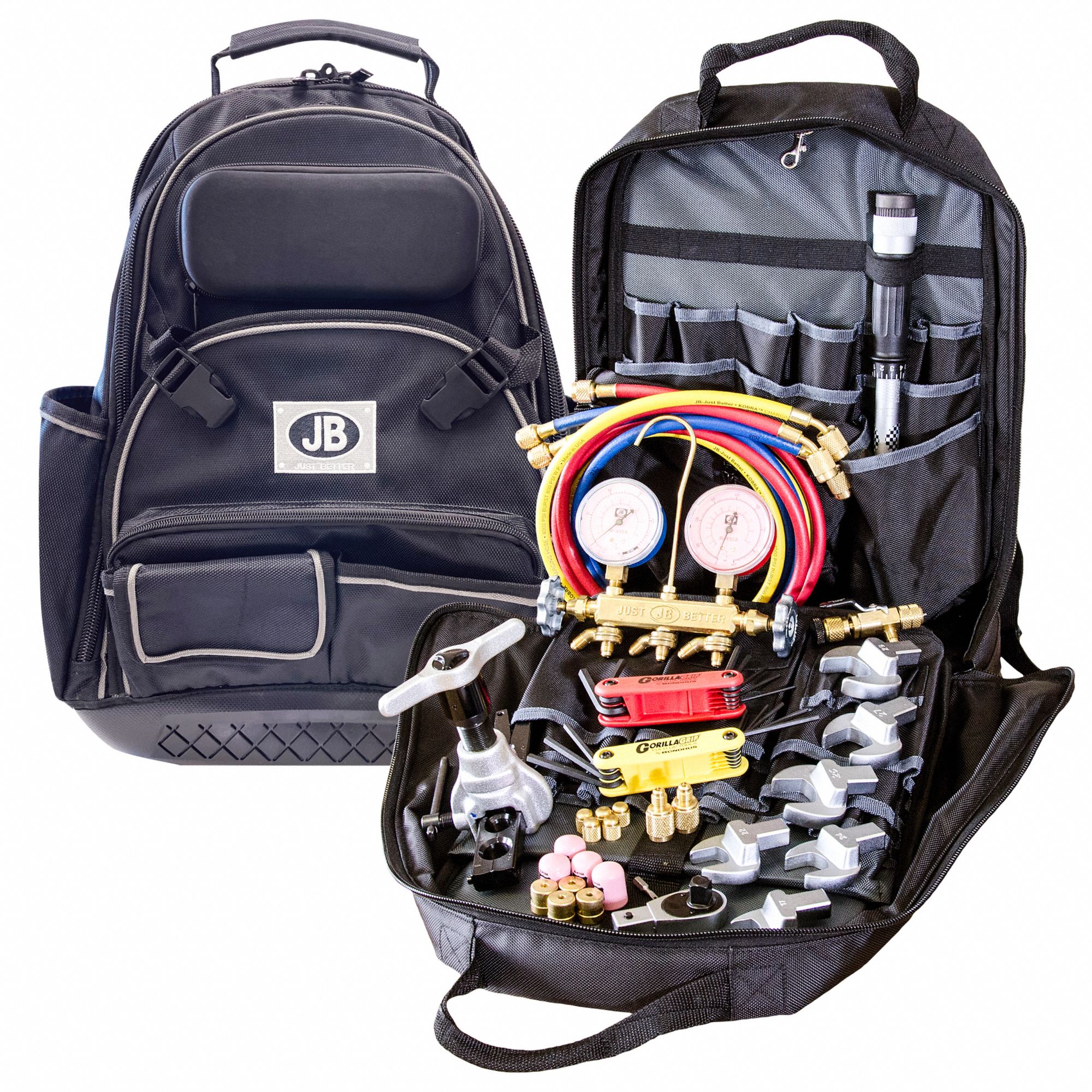 JB INDUSTRIES MiniSplit Tool Kit 2 Valves, R410A, 3 Hoses, 1/4 in Vacuum Port Size 35YX51