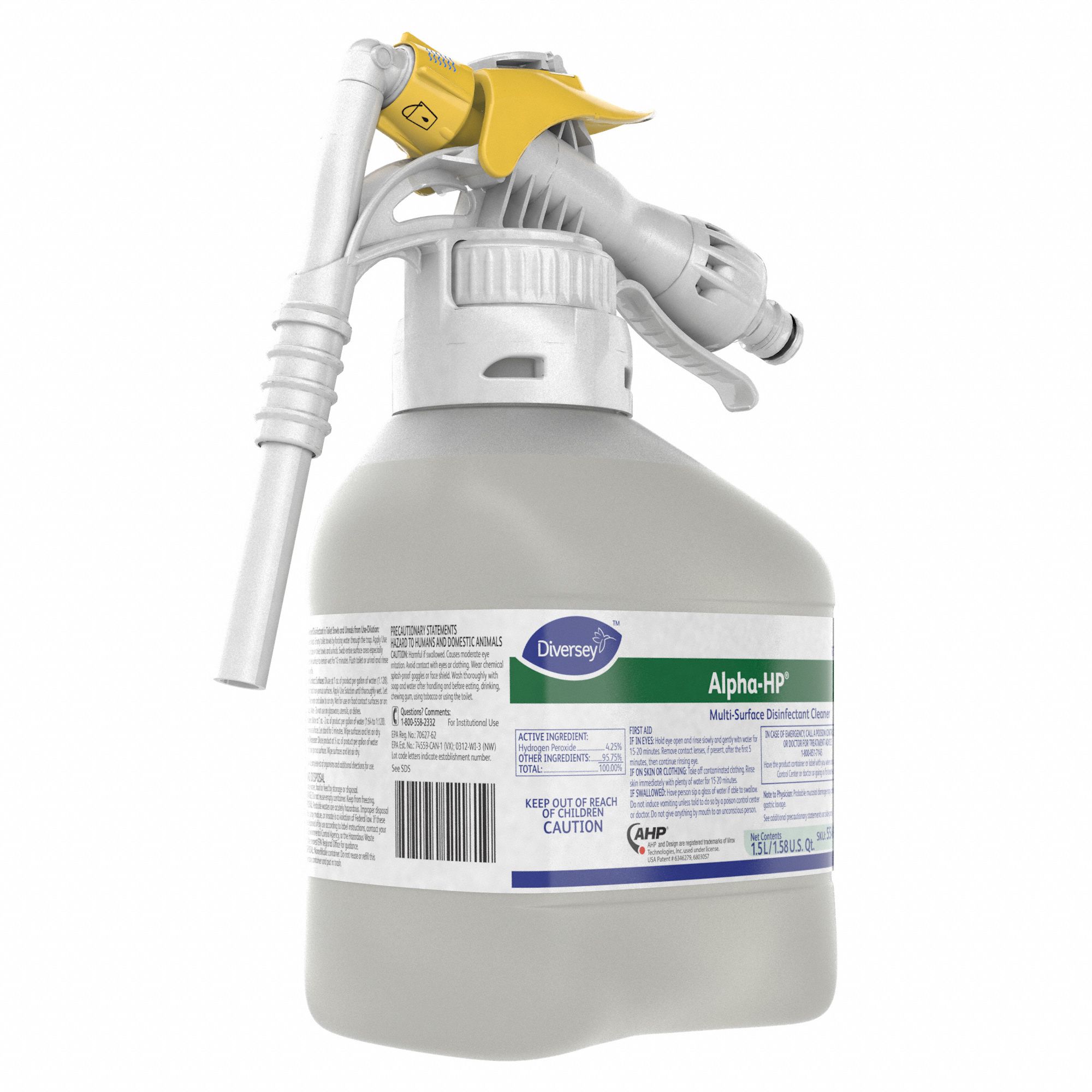 DIVERSEY MultiSurface Disinfectant Cleaner AlphaHP, 67, Fits RTD