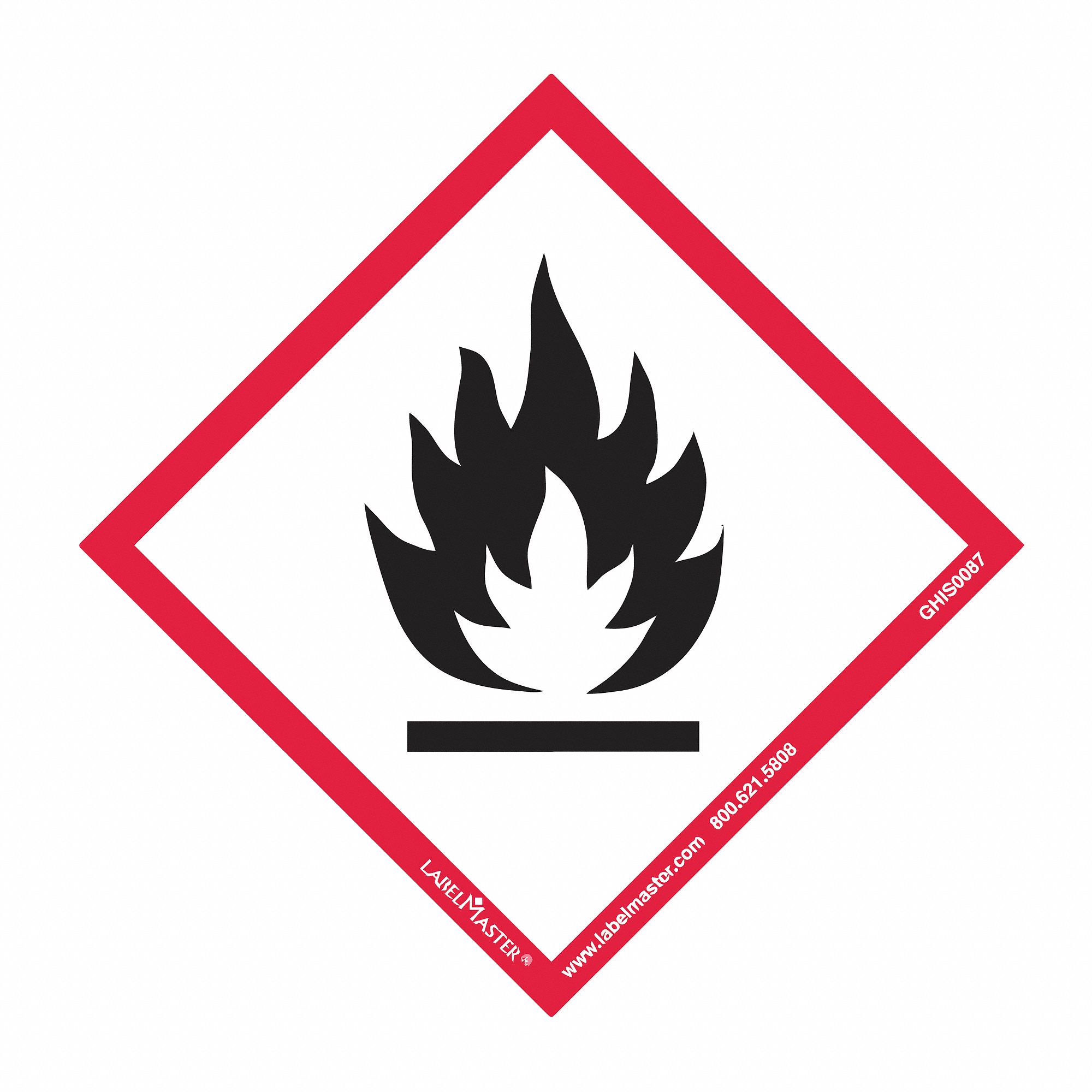 LABELMASTER GHS Flame Label, Polypropylene, 4 in Height, 4 in Width