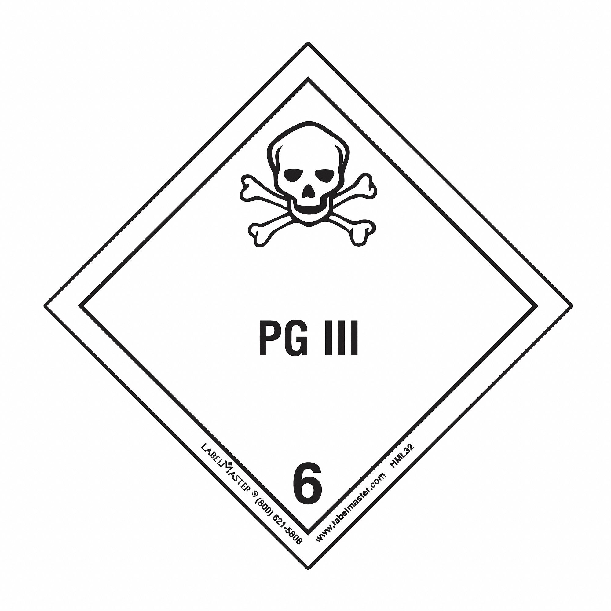 PG III, 3 15/16 in Label Wd, DOT Container Placard 35ZK58HMSL320