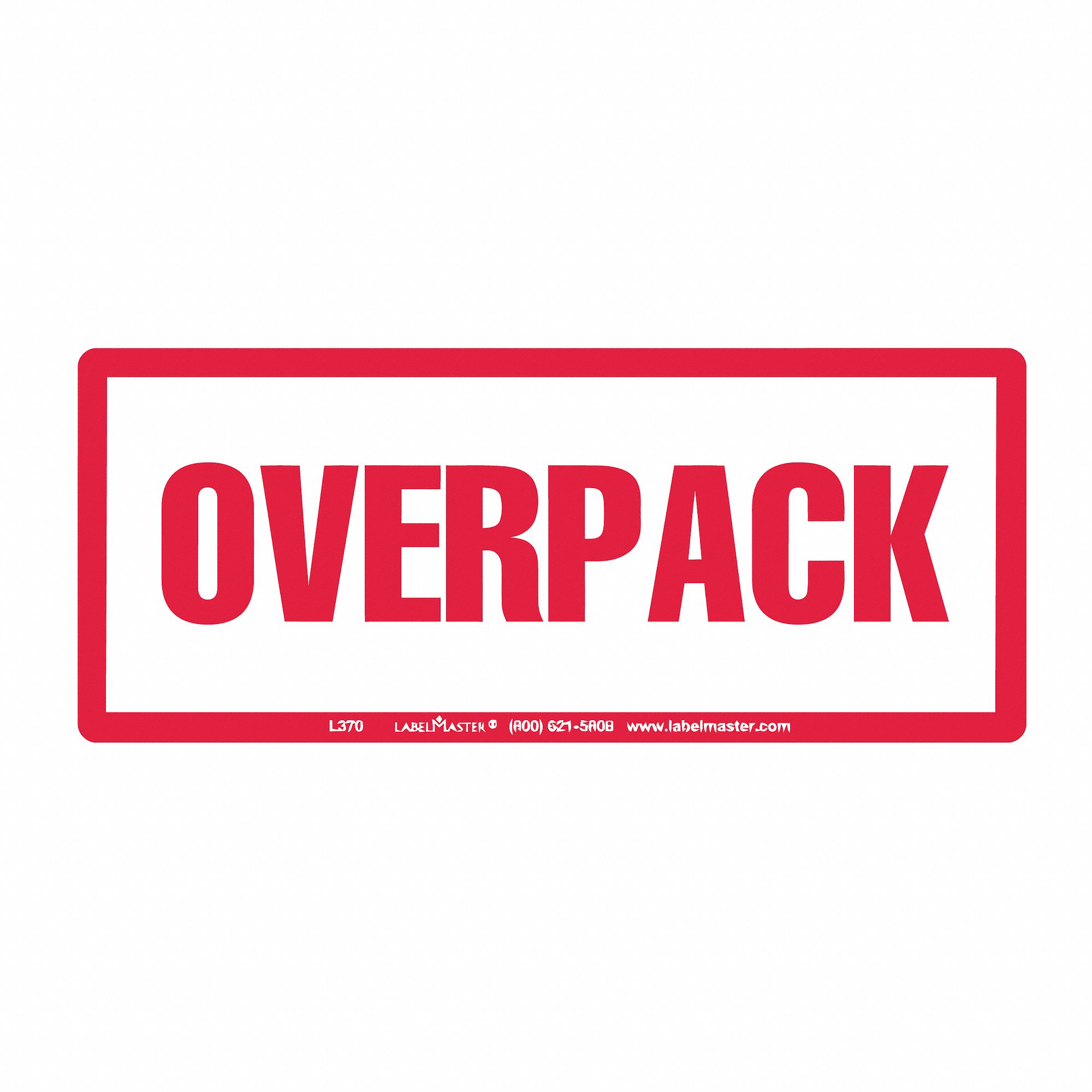 LABELMASTER Over Pack Label, Paper, English, Over Pack, Red/White, 2 1/
