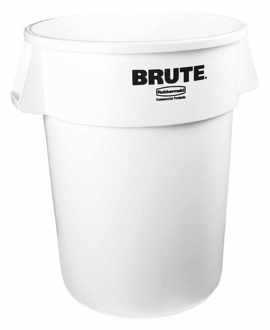RUBBERMAID COMMERCIAL PRODUCTS 44 gal Round Trash Can, Plastic, White