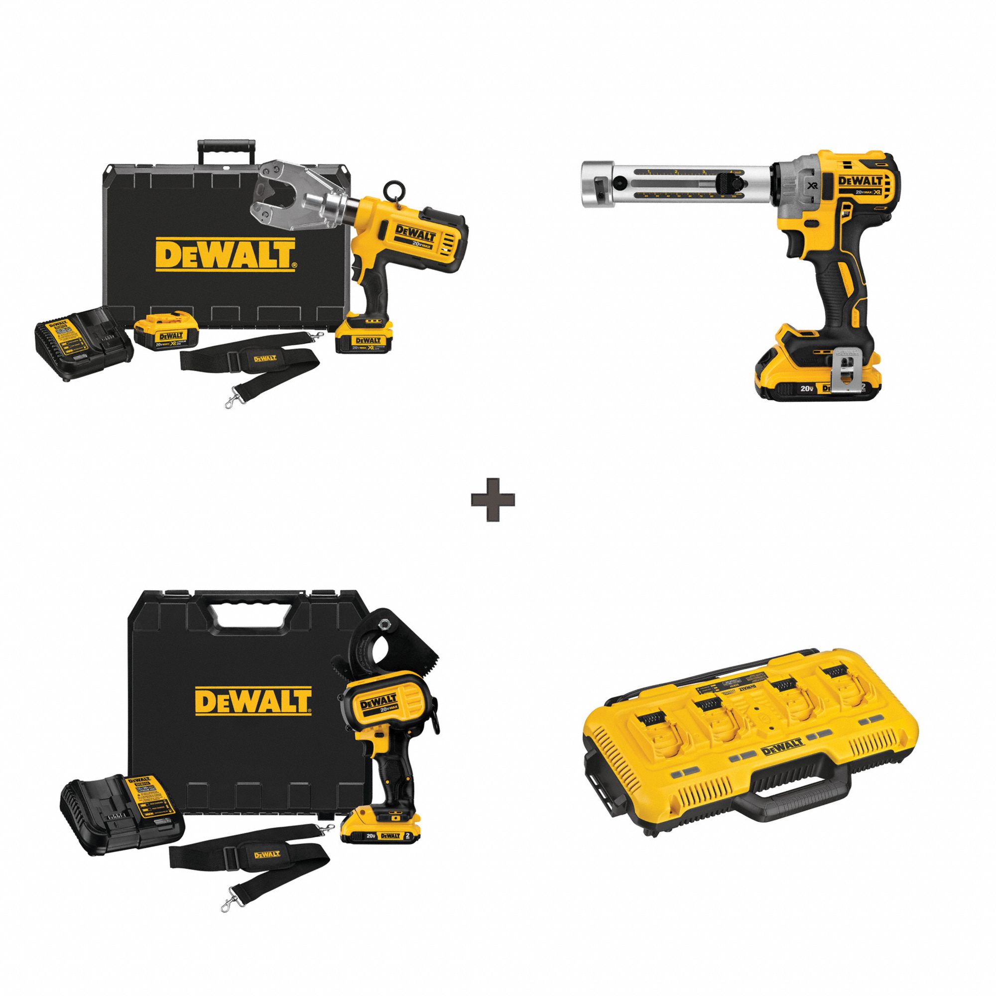 DEWALT, 20 V, 750 kcmil Max Copper, Cordless Crimping Tool Kit - 361CL4