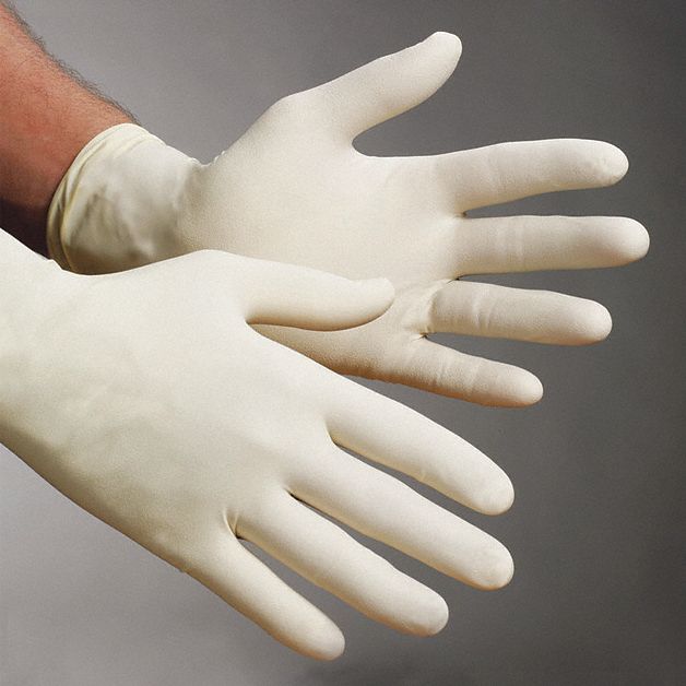CONDOR Natural Rubber Latex, Disposable Gloves, L, PowderFree, 5.1 mil Palm Thickness 366Z97