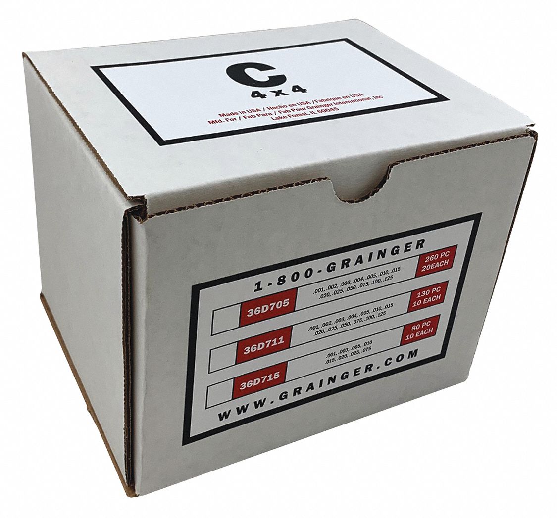 Stainless Steel, 80 Pieces, Slotted Shim Kit 36D71536D715 Grainger