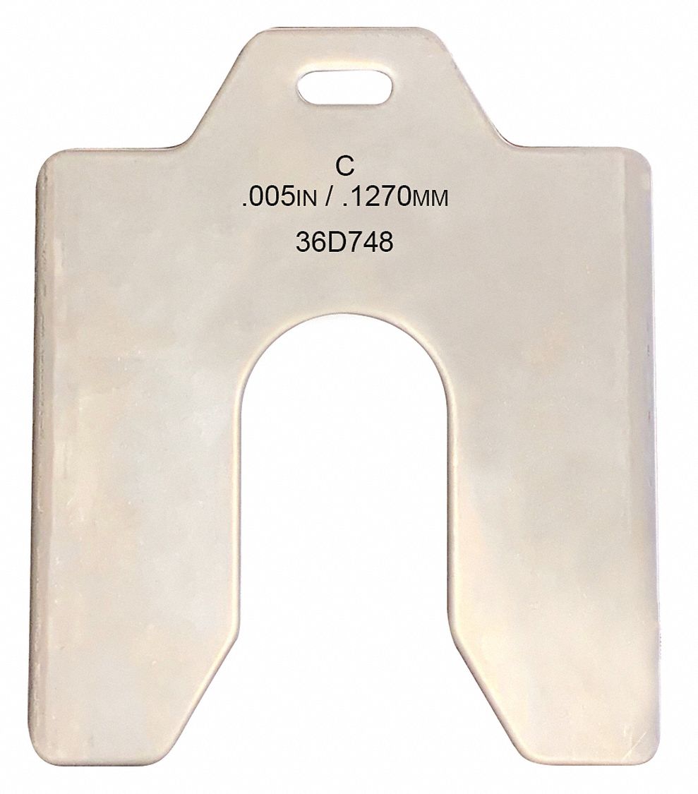GRAINGER APPROVED Stainless Steel Slotted Shim with Tab, 0.005 in
