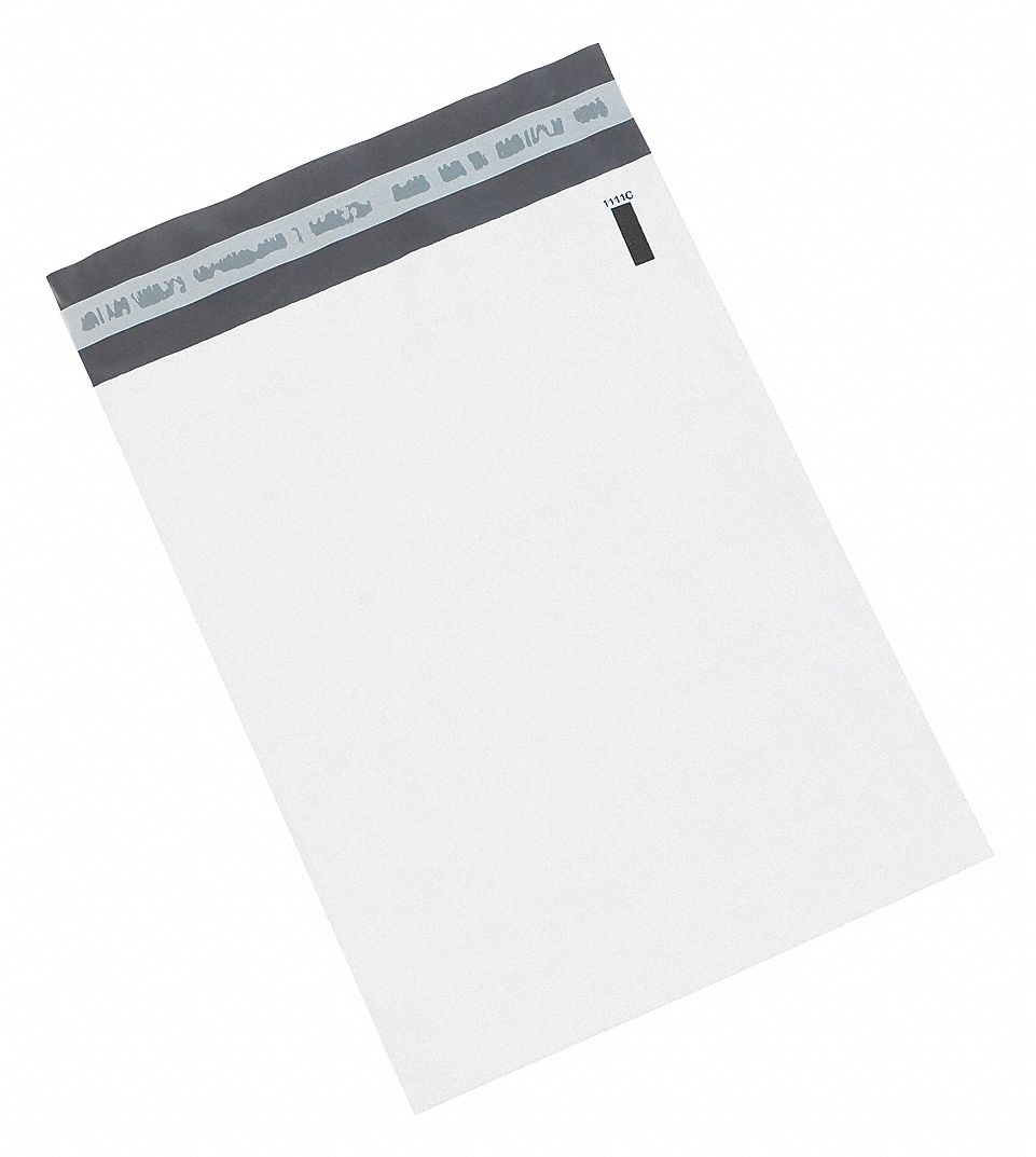 GRAINGER APPROVED Poly, Poly Mailers, White, 9x12 in Usable WxL, 9x12