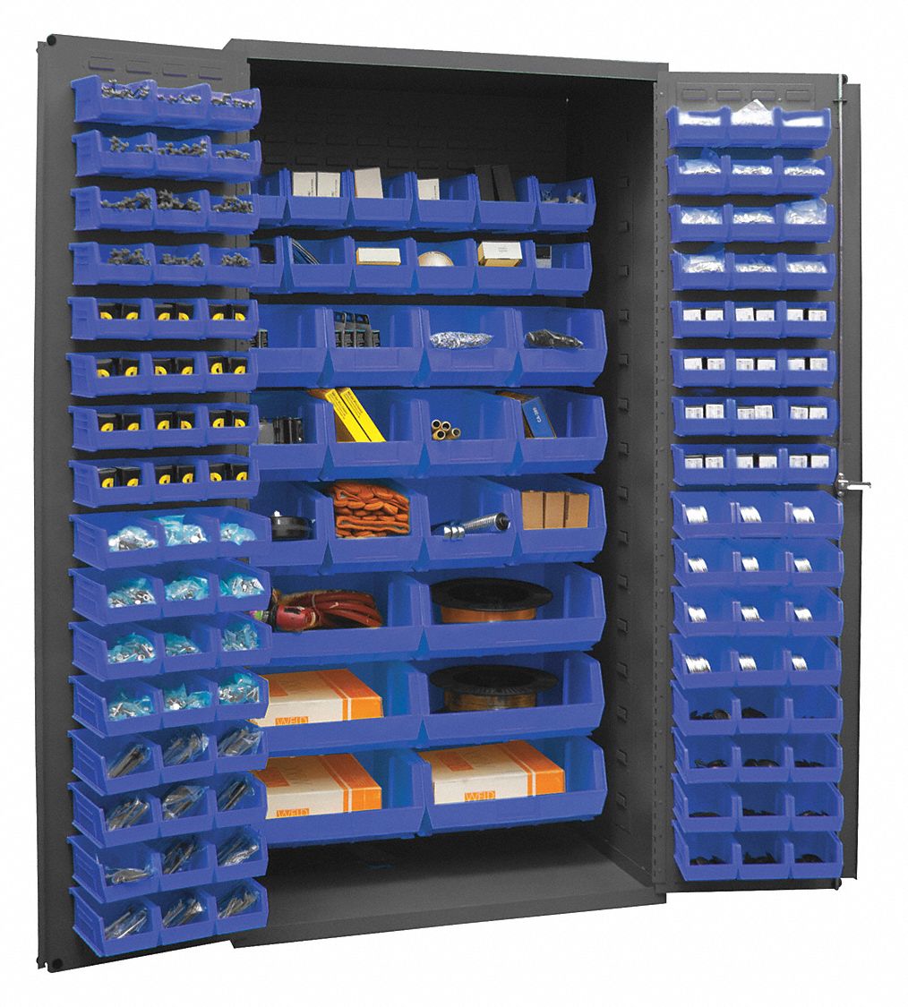 DURHAM MFG Bin 36 in x 24 in 72 in, 0 Shelves, 126 Bins, Blue