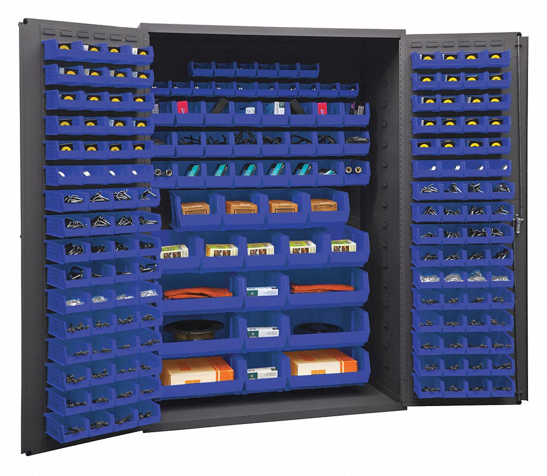 DURHAM MFG Bin 48 in x 24 in 72 in, 0 Shelves, 186 Bins, Blue