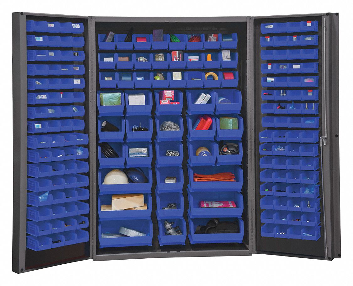 DURHAM MFG Bin 48 in x 24 in 72 in, 0 Shelves, 176 Bins, Blue