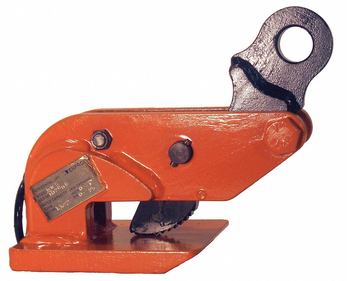 RENFROE Plate Clamp, Horizontal Lift, 3,000 lb Safe Working Load, 0 in