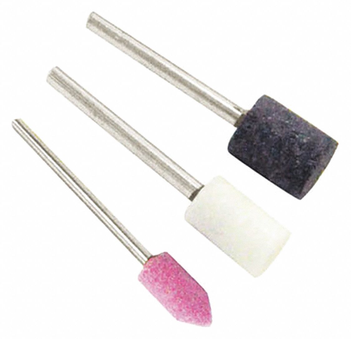 EAZYPOWER Abrasive Point Set Cylinder, 3/16 in_1/4 in Head Wd, 3