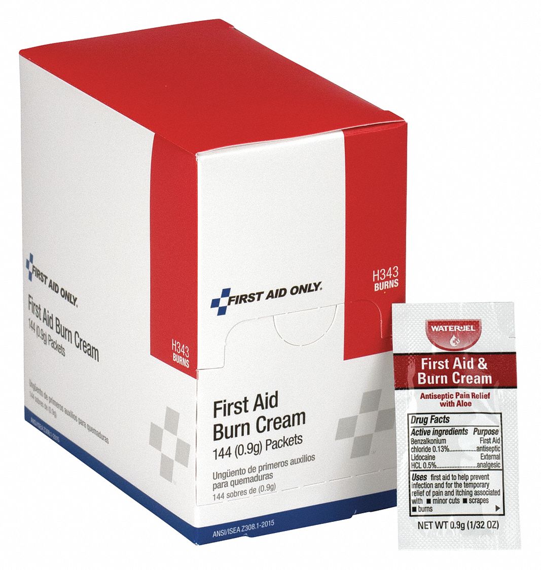 FIRST AID ONLY, Cream, Box/Wrapped Packets, Burn Cream 36LF45H343