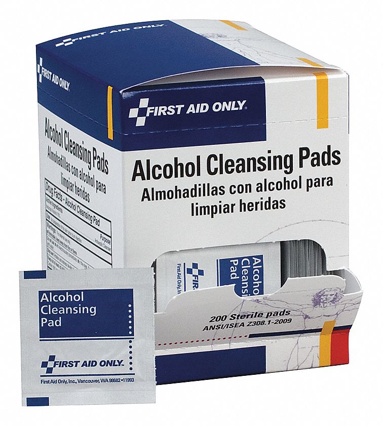FIRST AID ONLY Alcohol Pads, Wipes, Box, Wrapped Packets 36LF71H305