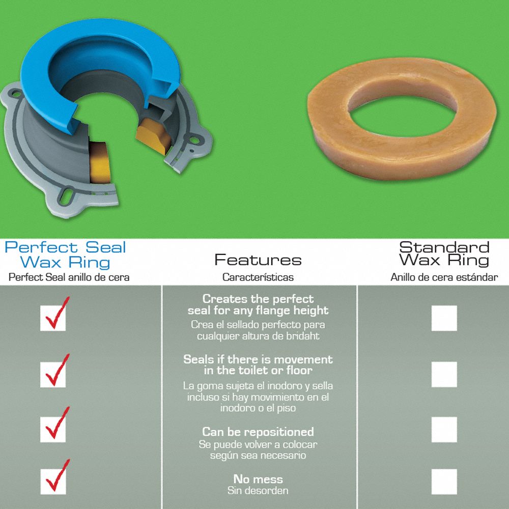 DANCO Wax Ring Fits Universal Fit Brand, For Universal Fit, 2 1/2 in Size, Rubber 36LH78