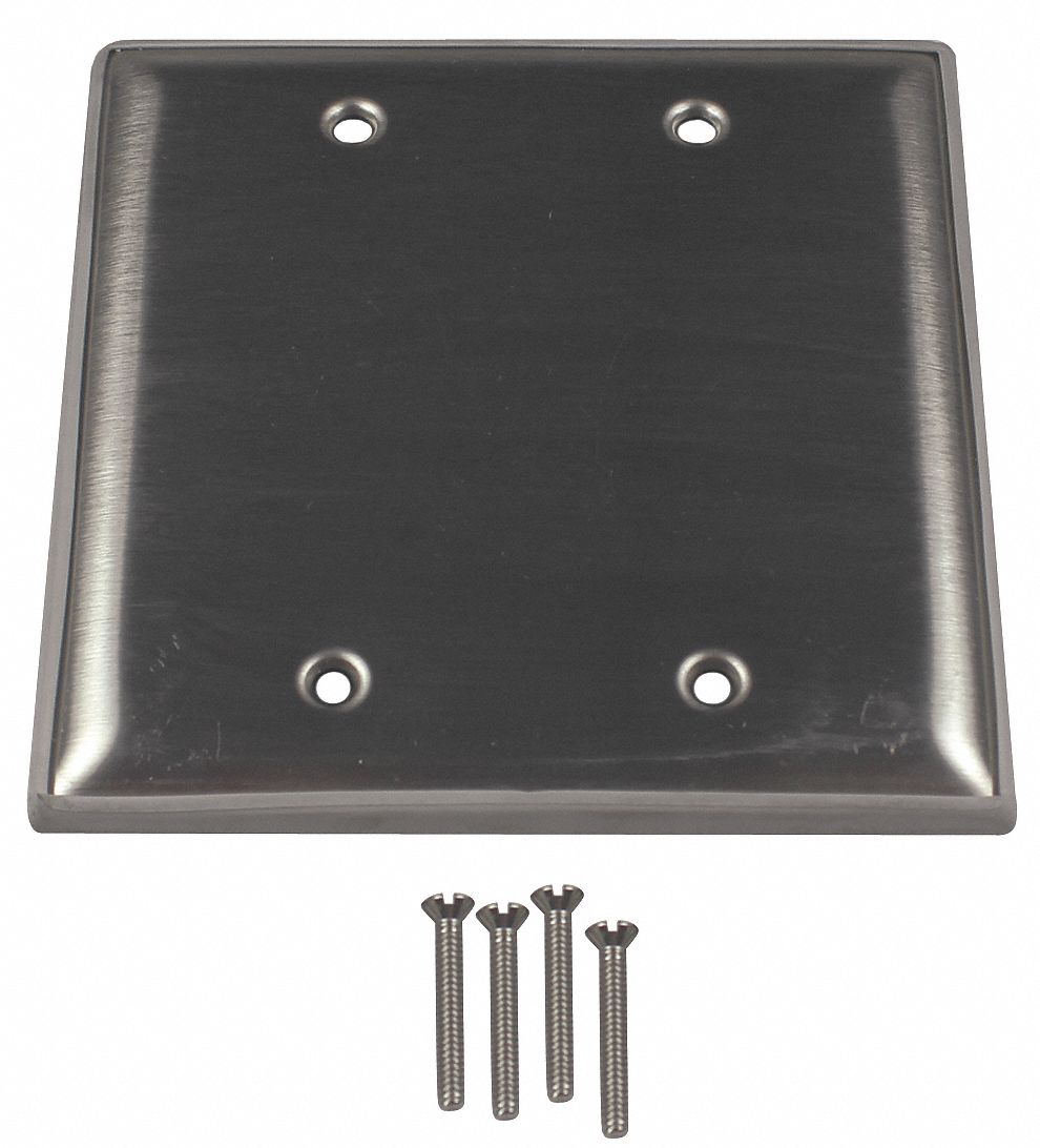 CALBRITE Electrical Box Cover Square, 2 Gangs, 1/8 in Dp, 4 1/2 in Wd
