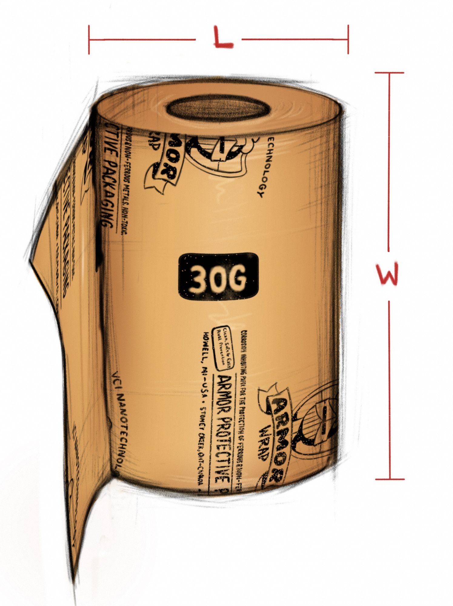 ARMOR WRAP VCI Paper. Roll. 30 lb Basis Weight. Roll Width 18 in. Roll Length 600 ft. PK 2