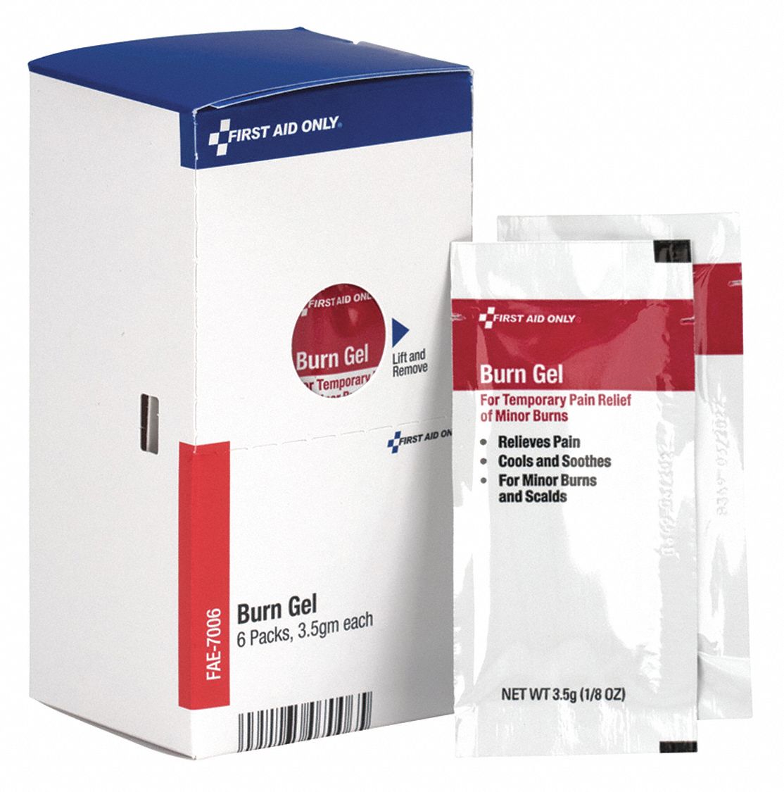FIRST AID ONLY Burn Gel, Gel, Box, Wrapped Packets, 0.123 oz, 3.5g, PK