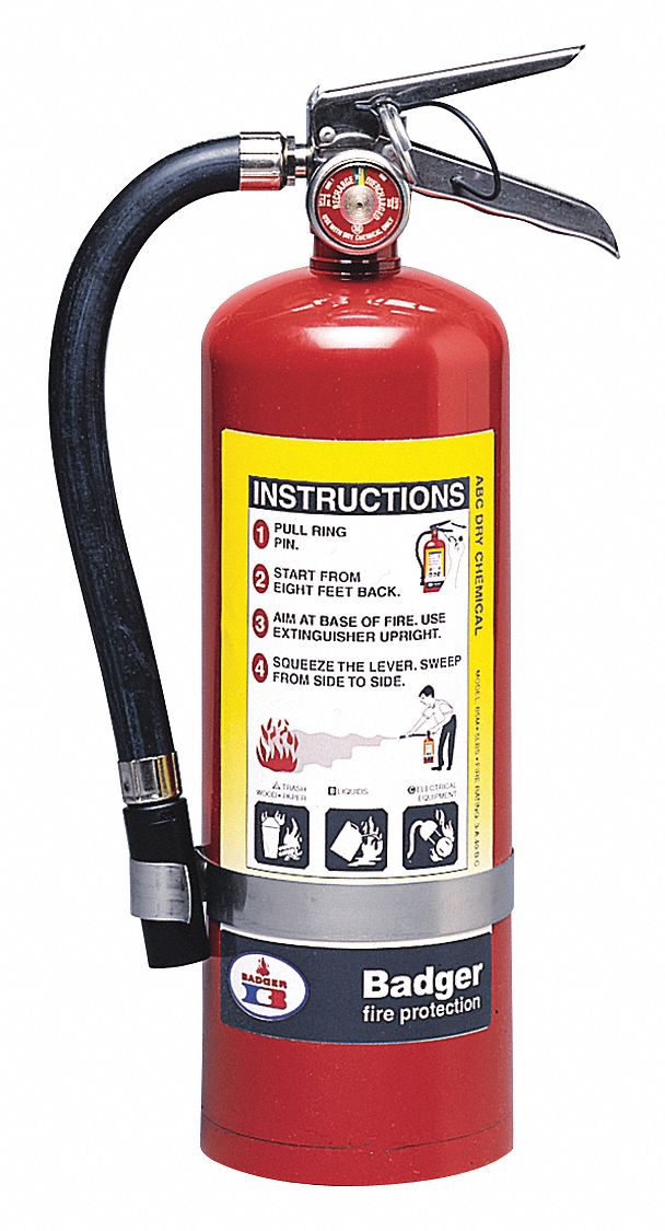 BADGER Fire Extinguisher, Dry Chemical, Monoammonium Phosphate, 5 lb