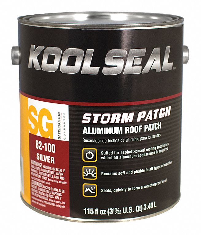 KOOL SEAL Roof Leak Repair, Asphalt, 1 gal., Silver 36MV75KS0082100