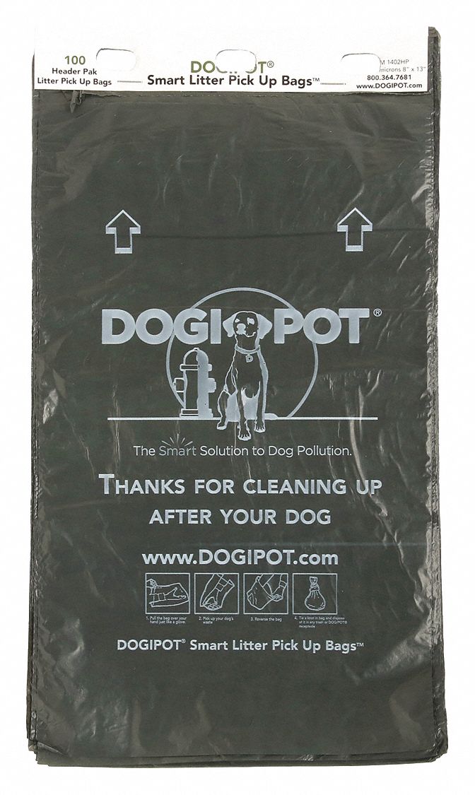 DOGIPOT, 8 oz Capacity, 8 in Wd, Pet Waste Bags 36MX751402HPCASE Grainger