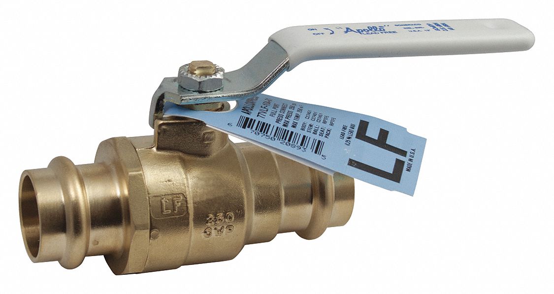APOLLO Ball Valve, LeadFree Brass, Inline, 2Piece, Pipe Size 1 1/2 in, Tube Size 1 1/2 in