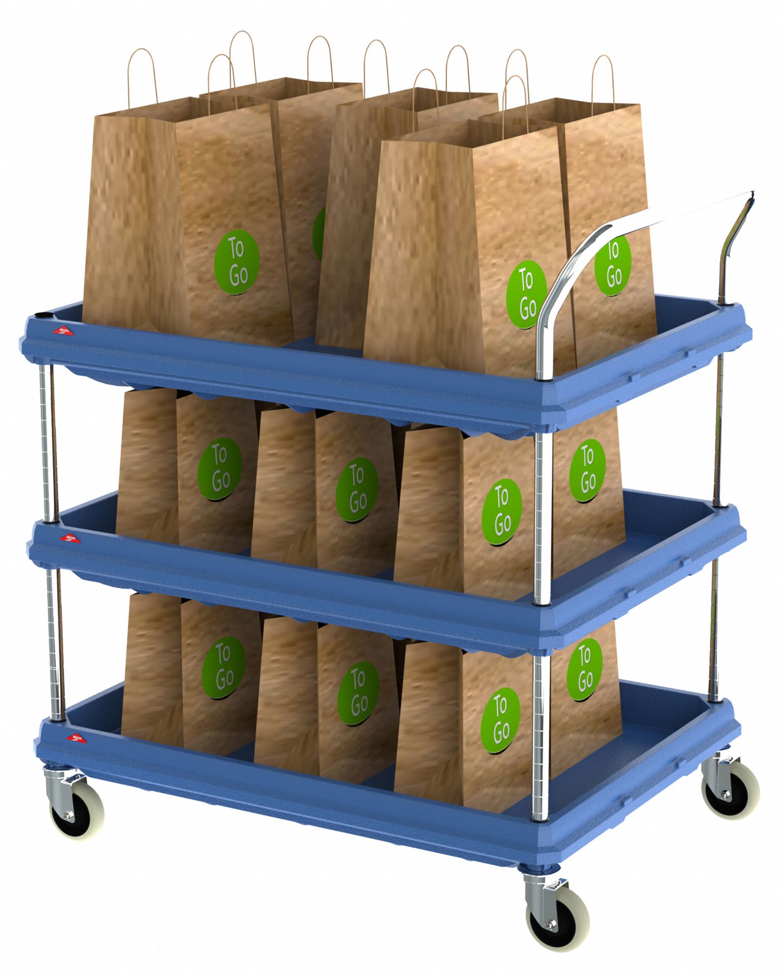 METRO Utility Cart with Antimicrobial Deep Lipped Plastic Shelves 400