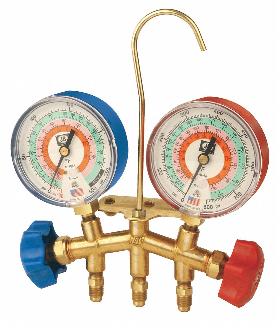 JB INDUSTRIES, Manifold Gauge, 2 Valves, Manifold Gauge 36P061M2