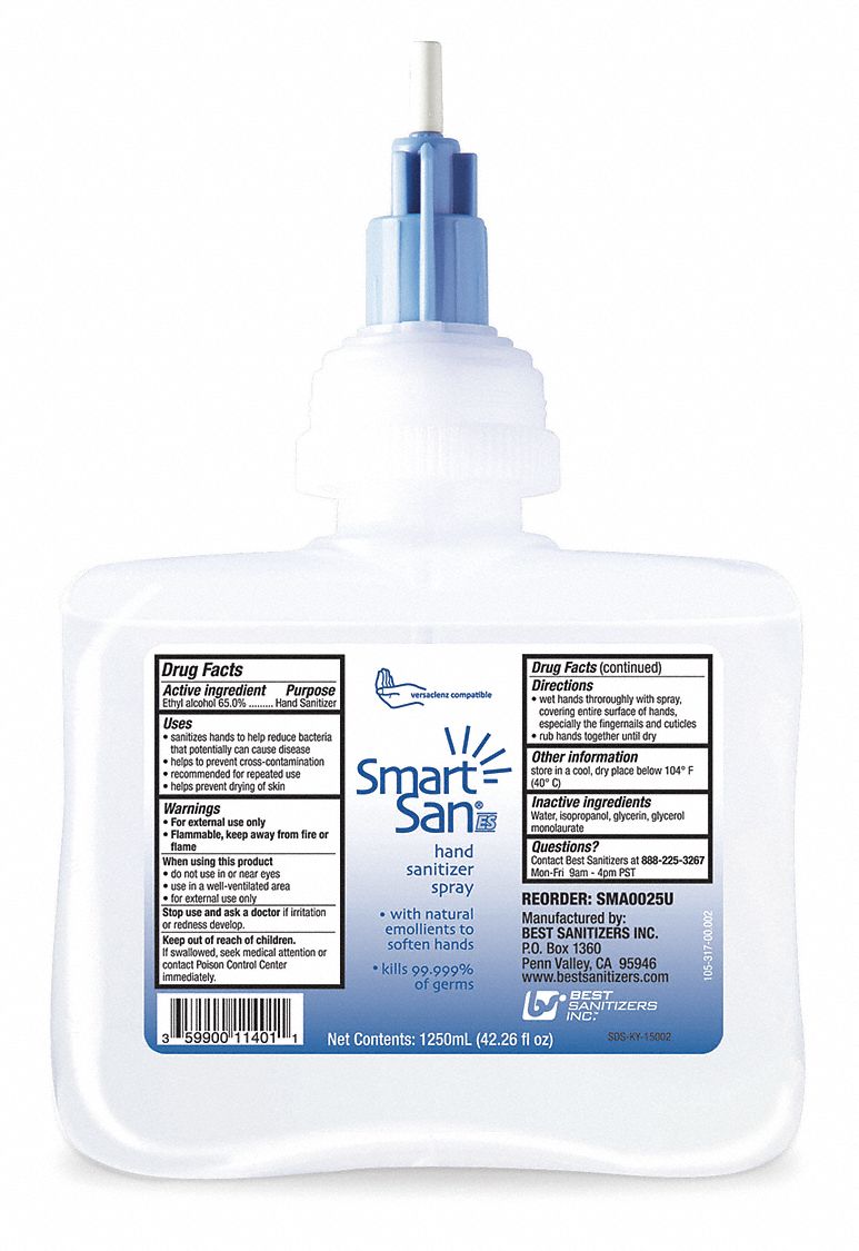 BEST SANITIZERS, INC., SmartSan Series, Liquid, Hand Sanitizer
