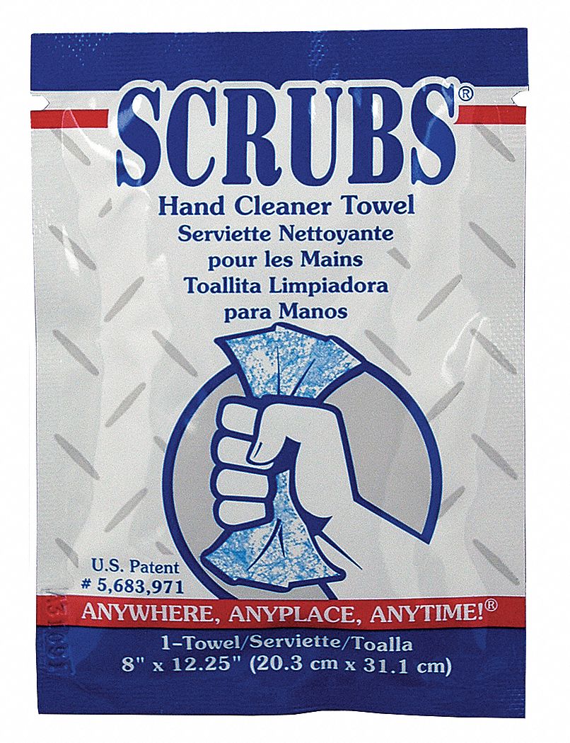 SCRUBS Citrus Fragrance Hand Cleaning Towels, 8 in x 12 in, 100 Wipes per Container, 1 EA