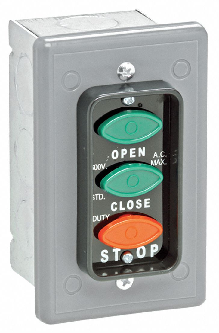 AMERICAN GARAGE DOOR SUPPLY Control Station, 3 Oval Buttons, Nema 1