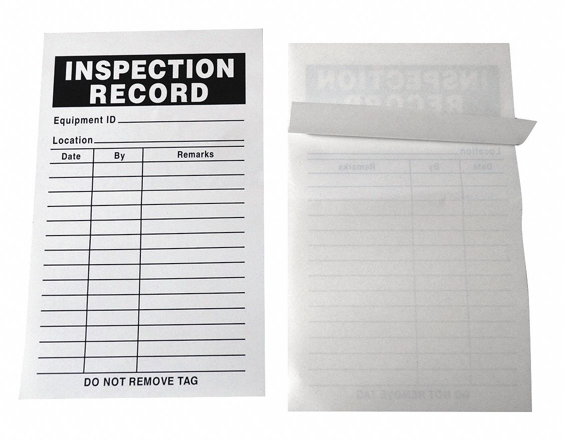 GRAINGER APPROVED Inspection Record Label, Inspection Record, 5 in