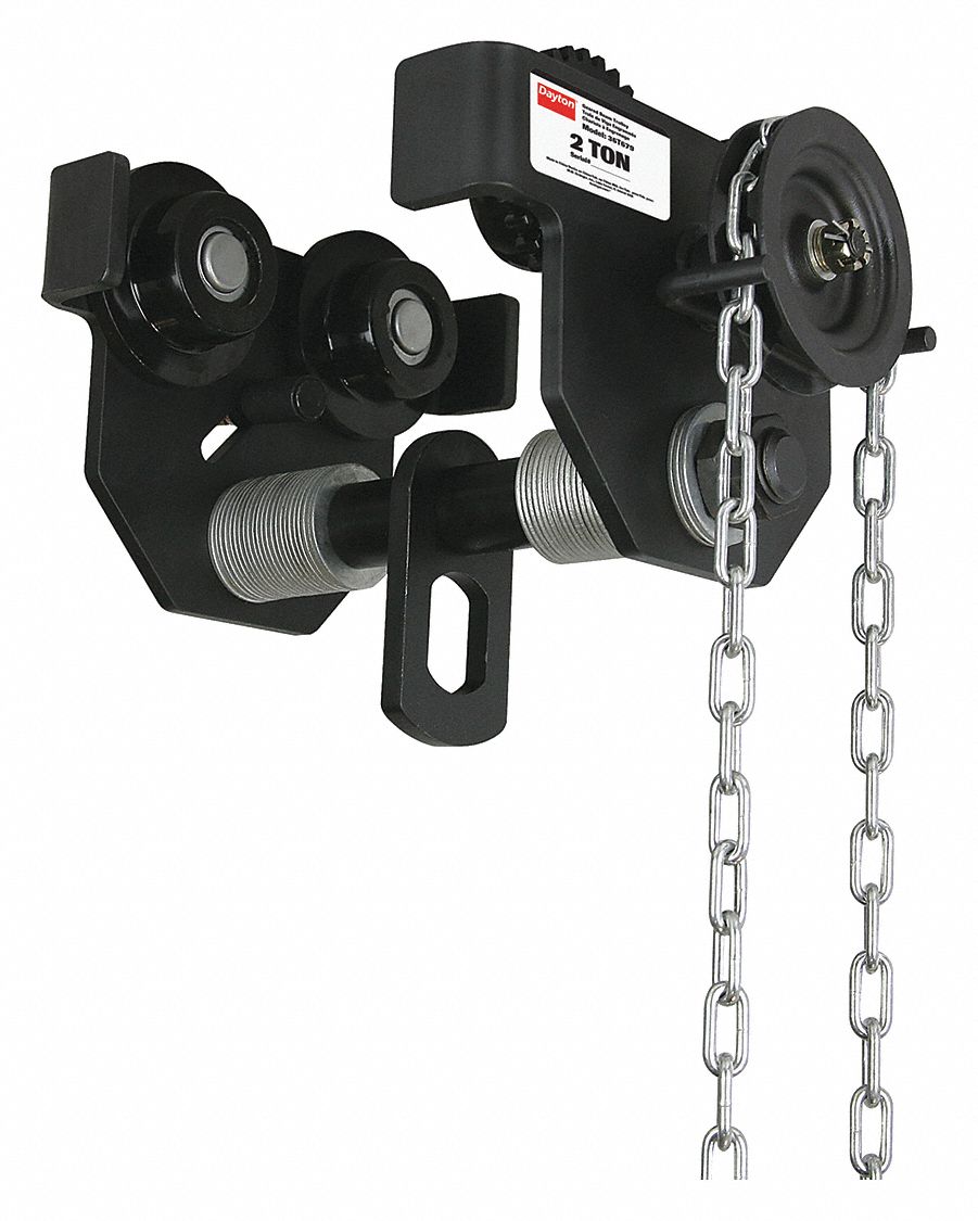 DAYTON Geared Trolley, 4,000 lb Load Capacity, Fits Beam Flange W 31/2