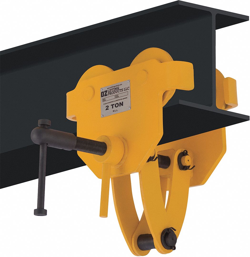 GRAINGER APPROVED Push Trolley, 4000 lb Load Capacity, Fits Beam Flange