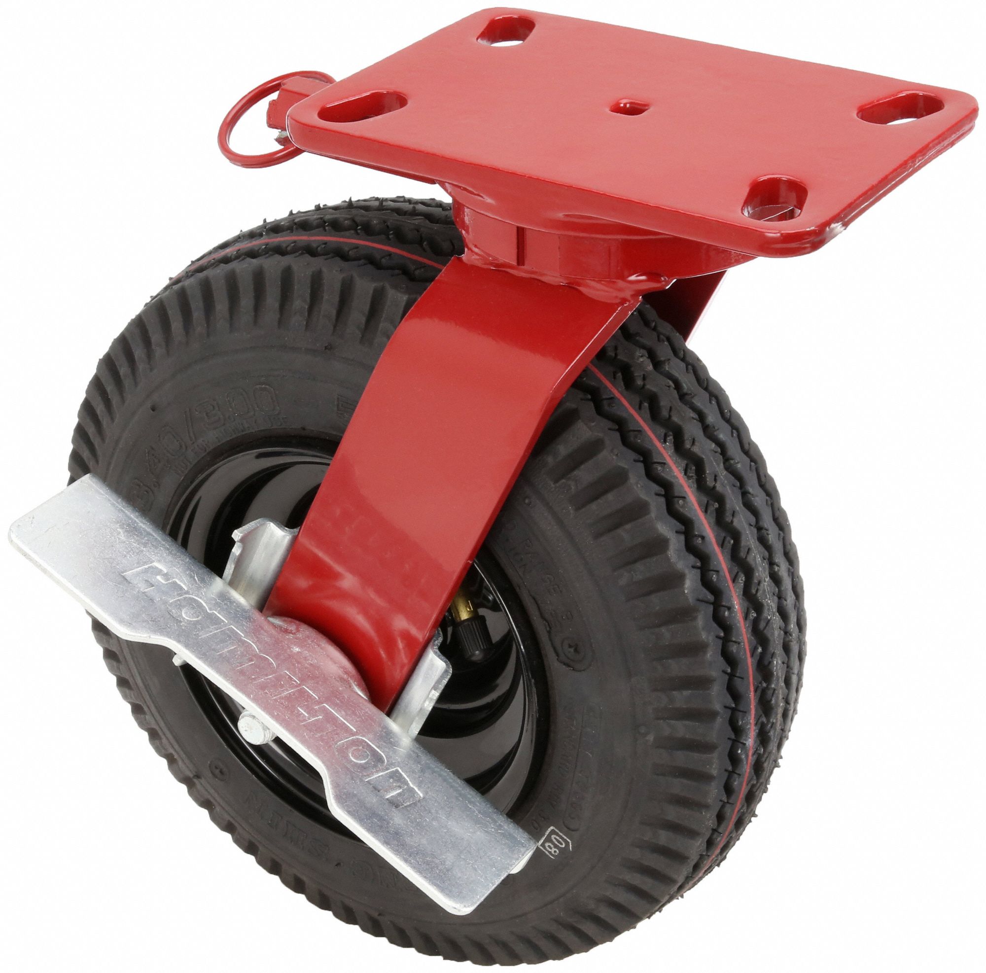 HAMILTON Plate Caster with Pneumatic Wheels, Swivel, 480 lb, 10 in