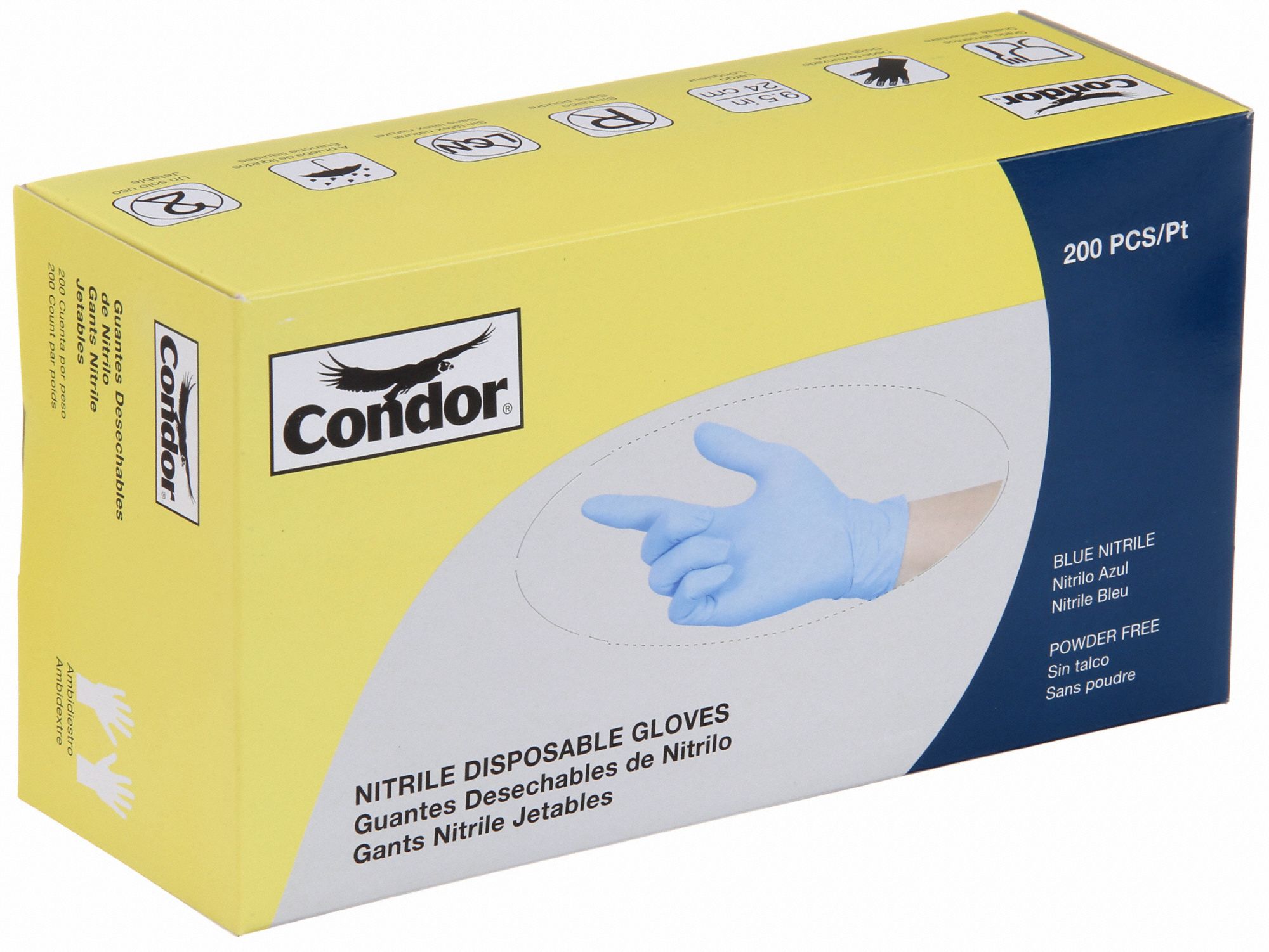 CONDOR Disposable Gloves FoodGrade/Gen Purpose, 3 mil, PowderFree
