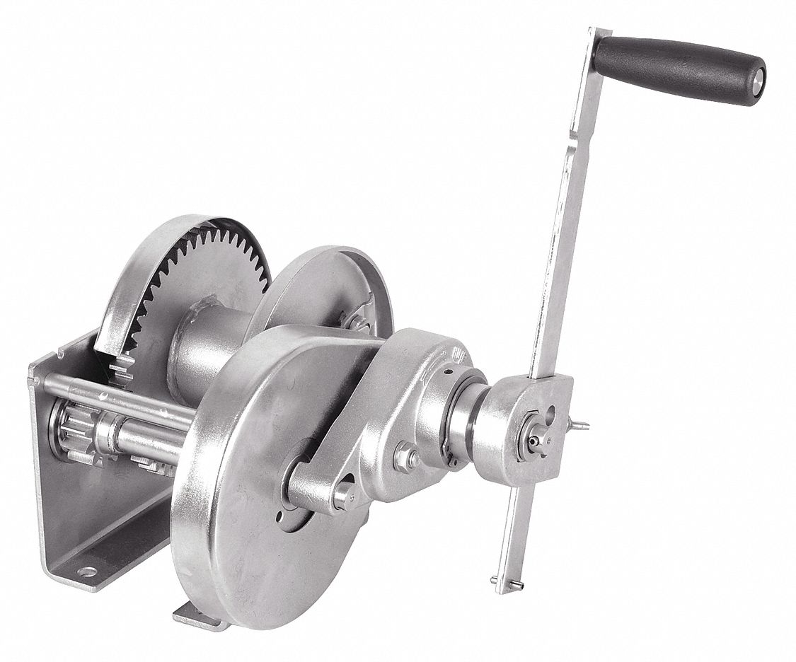 DAYTON, 2,000 lb 1st Layer Load Capacity, Spur, Hand Winch 36WG03