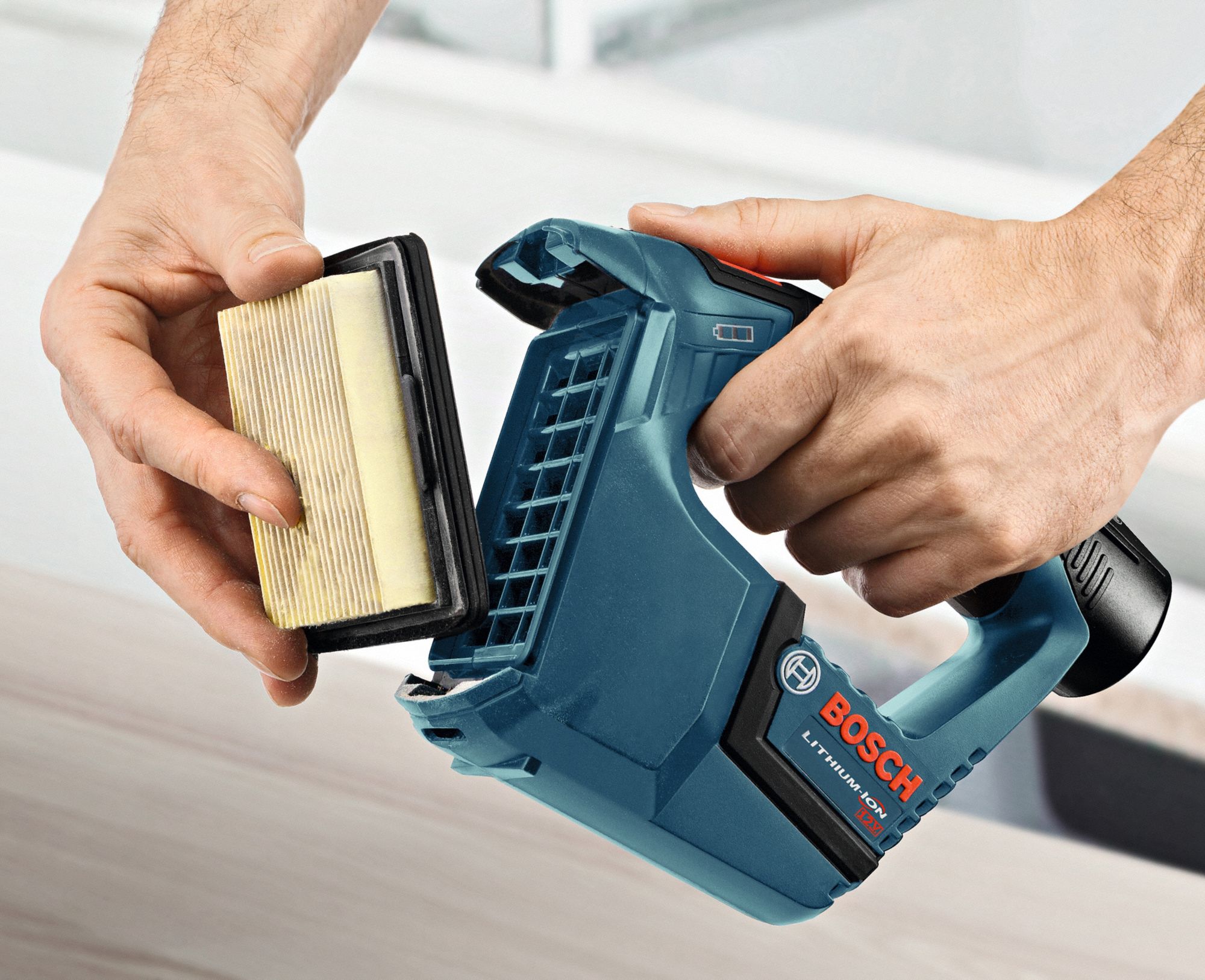 BOSCH Cordless, Handheld Vacuum, Standard Vacuum Filtration Type, 2 lb Weight, 1/4 gal, Bagless