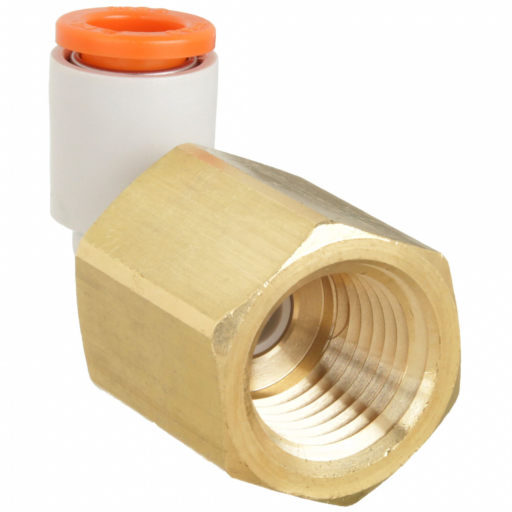 SMC 1/8 in Plastic Female Elbow, 90 Degrees, White/Gray 36X177