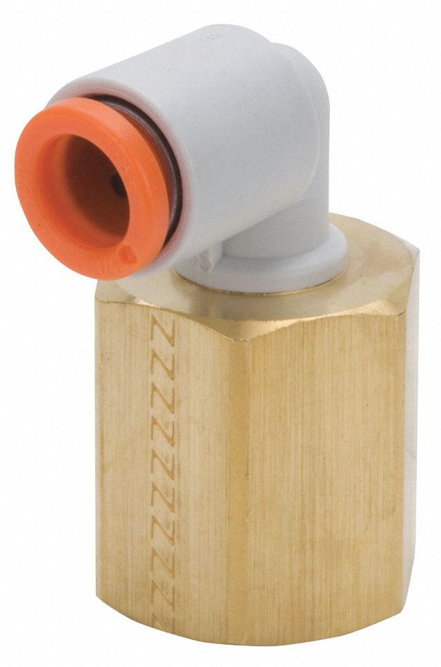 SMC 6mm Plastic Female Elbow, 90 Degrees, White/Gray 36X193KQ2LF06