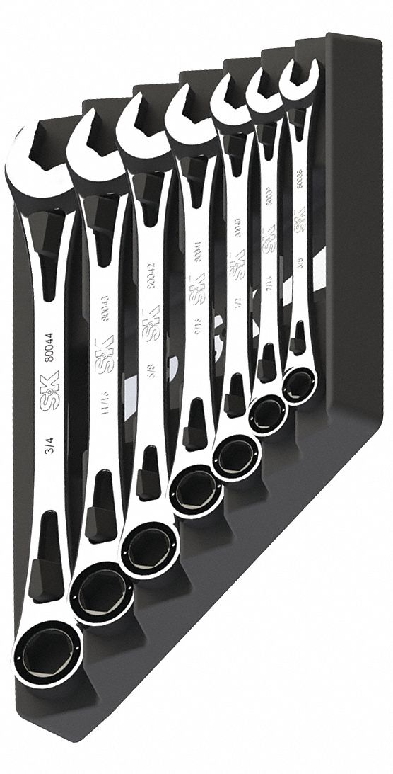 SK PROFESSIONAL TOOLS, Alloy Steel, Chrome, Combination Wrench Set