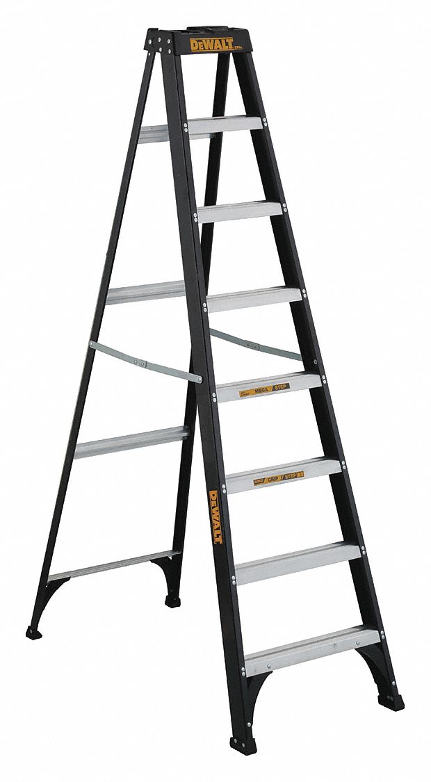 DEWALT, 8 ft Ladder Ht, 7 Steps, Stepladder 36Y406DXL311008 Grainger