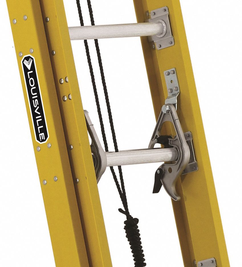 LOUISVILLE 20 ft Fiberglass Extension Ladder, 375 lb Load Capacity, 48.