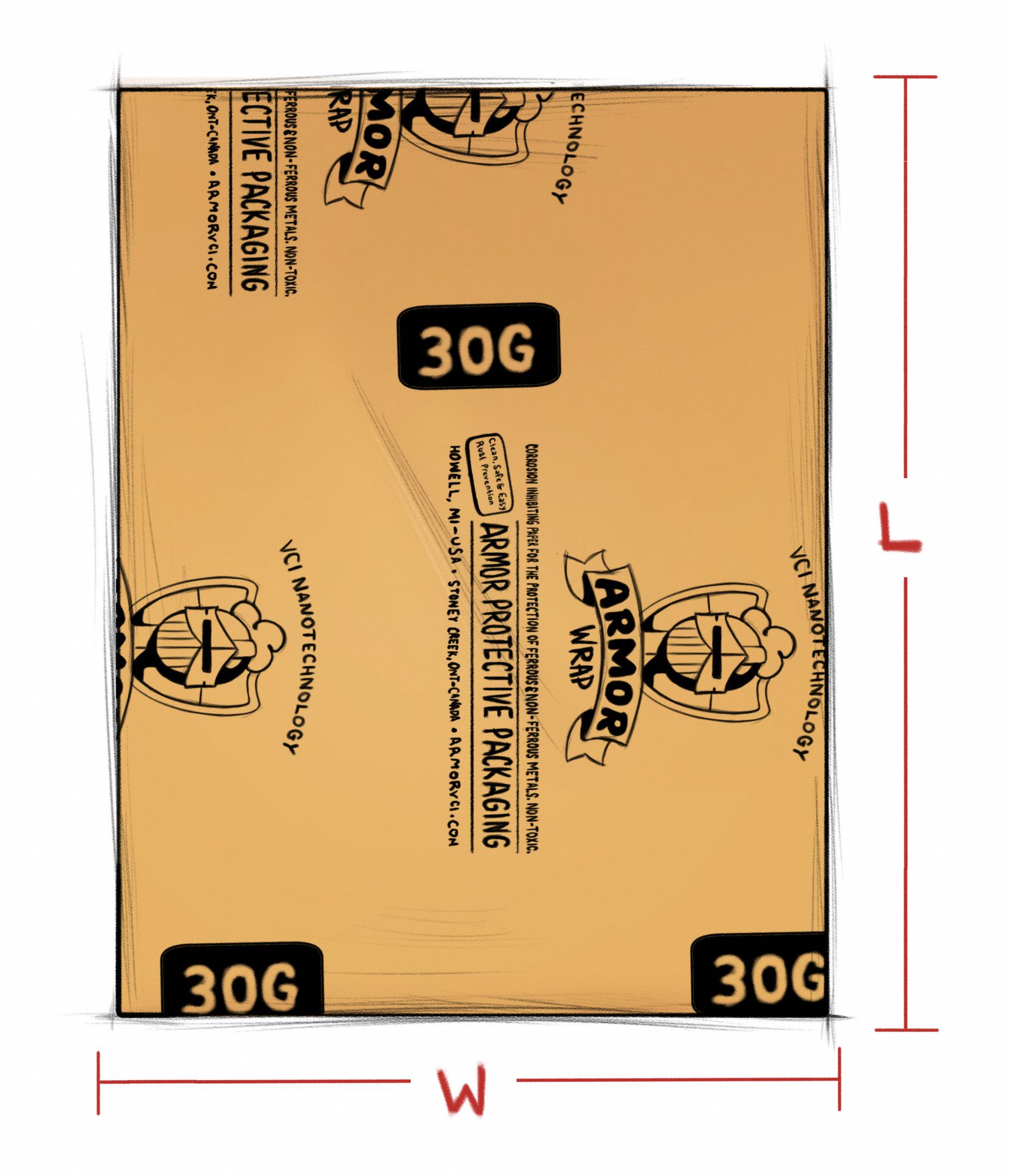 ARMOR WRAP VCI Paper. Sheet. 30 lb Basis Weight. Sheet Length 6 in. Sheet Width 6 in. PK 1000