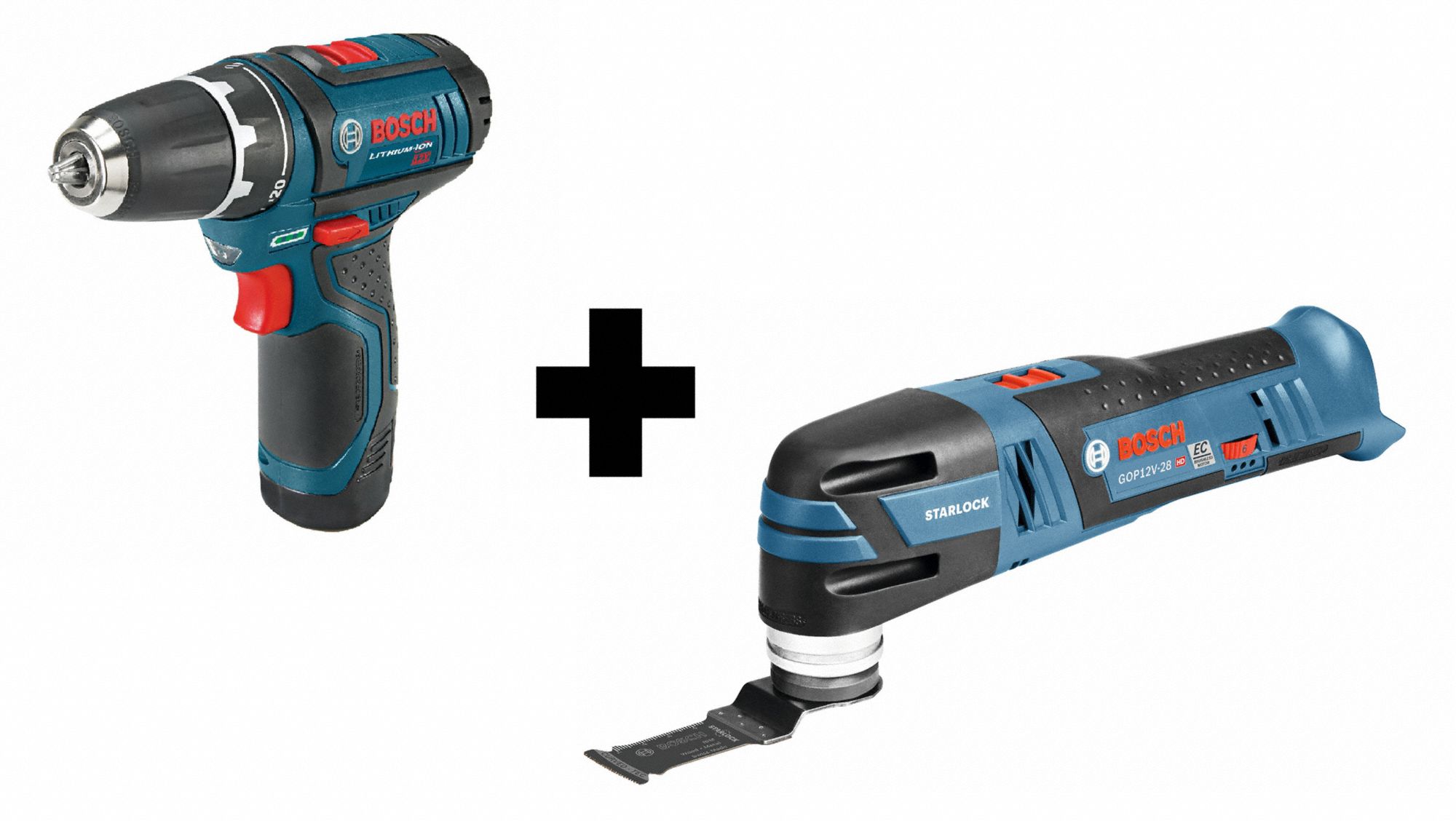 BOSCH, 12 V Volt, 2 Tools, Cordless Drill/Driver Kit plus Oscillating Tool 379AE0PS312A