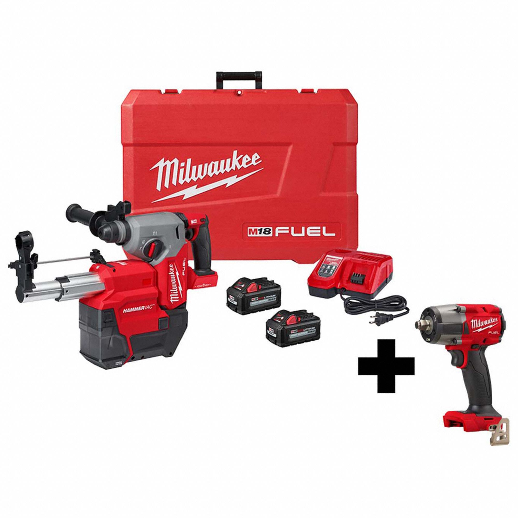 MILWAUKEE, 18 V Volt, 2 Tools, Rotary Hammer Kit 384NV2291422DE
